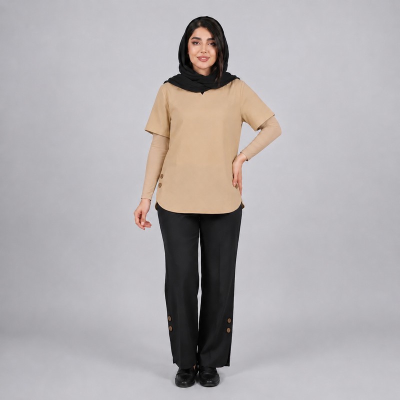 ست تیشرت آستین کوتاه و شلوار راحتی زنانه مدل ترنم