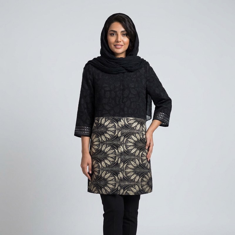 مانتو زنانه مدل ژاکارد و تافته کد tm-2912