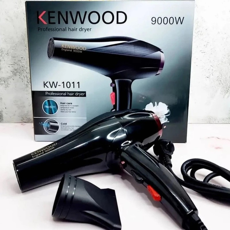 سشوار خانگی 2400 وات کنوود مدل KW-1011، موتور AC، وزن 500 گرم، المنت تیتانیوم، دارای سری متمرکزکننده باریک با ویژگی ص...