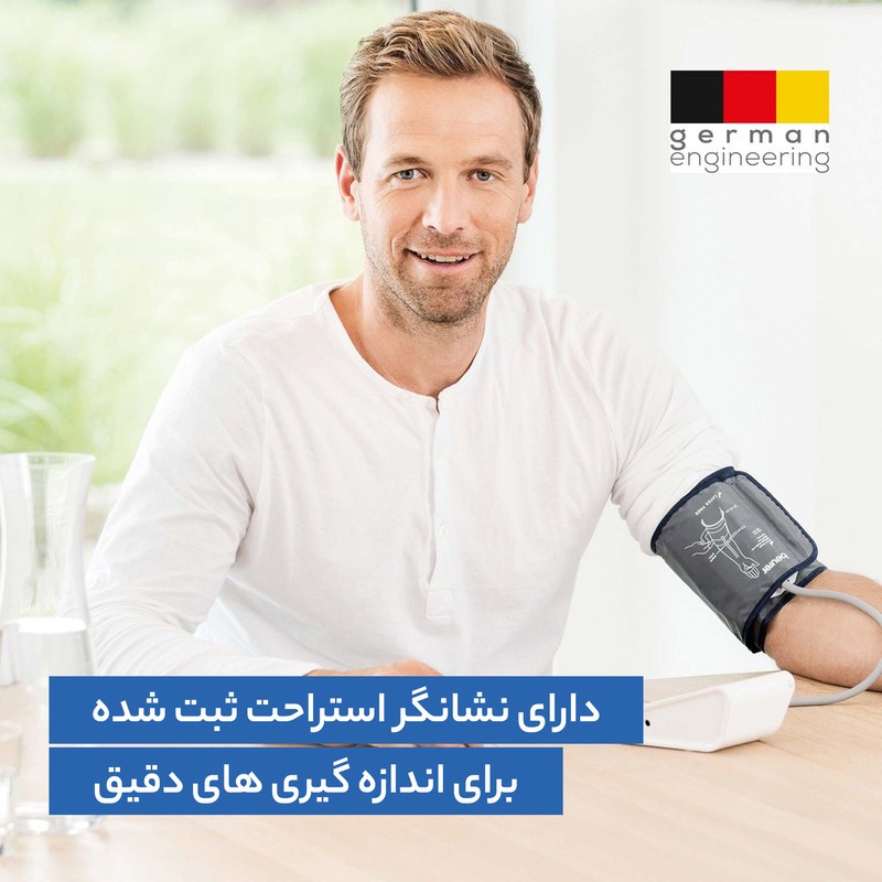 فشارسنج بازویی دیجیتال بیورر مدل BM28 با حافظه 120 رکورد برای 4 کاربر، نمایشگر LCD بزرگ، تشخیص آریتمی، هشدار خطای محا...