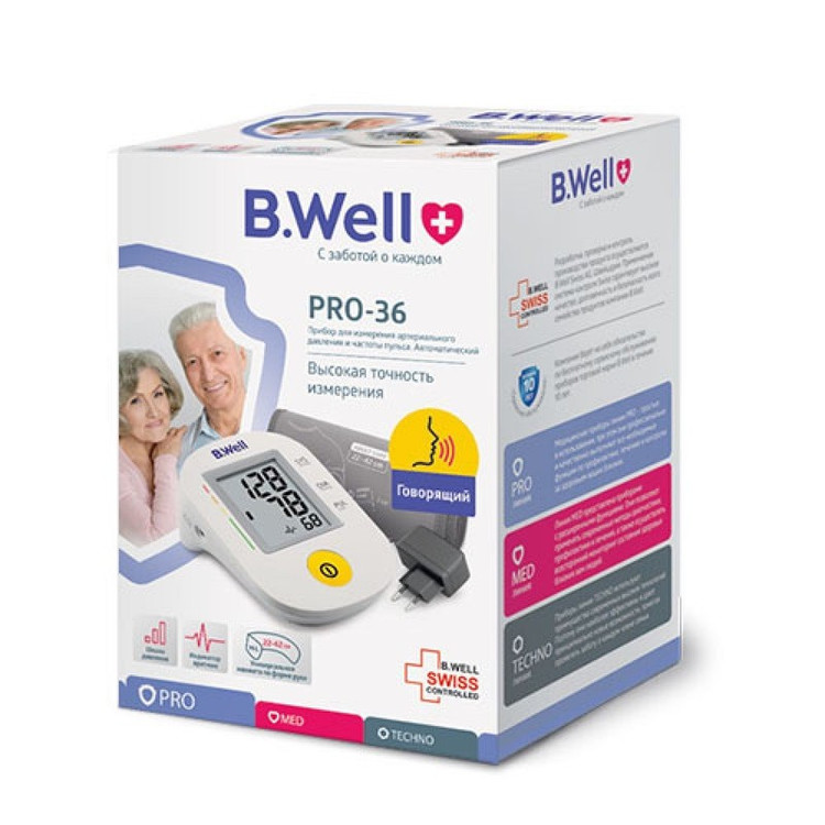 فشارسنج دیجیتال بازویی بی ول مدل PRO-36 با قابلیت سخنگوی صوتی، تشخیص آریتمی، مناسب بازو 22 تا 42 سانتیمتر، گزارش وضعی...
