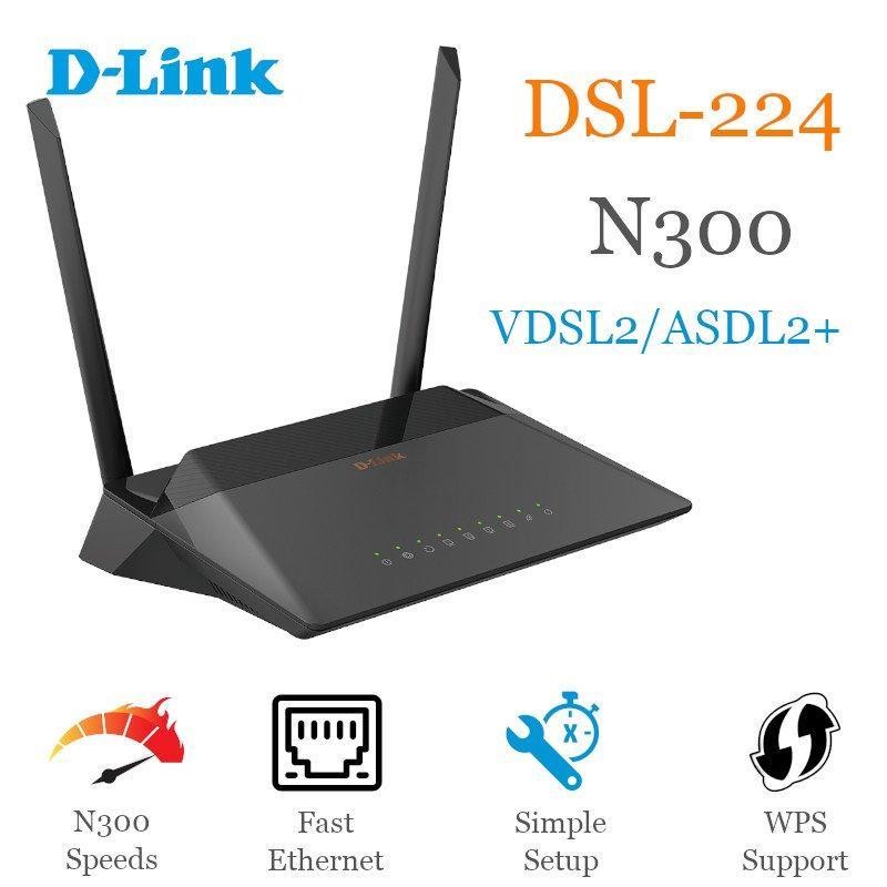 مودم روتر VDSL/ADSL دی-لینک مدل DSL224 - VDSL2/ADSL2+ Wireless N300 4-port router