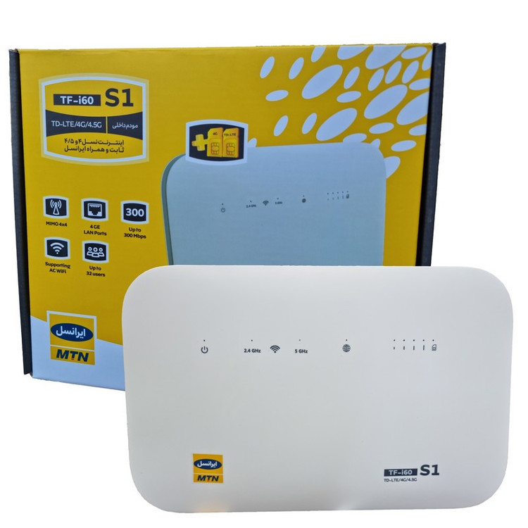 مودم 4G ایرانسل مدل TF-i60 S1 با پشتیبانی شبکههای 4G، 4.5G، TD-LTE و 3G، قابلیت اتصال همزمان 32 کاربر، پشتیبانی از 4 ...