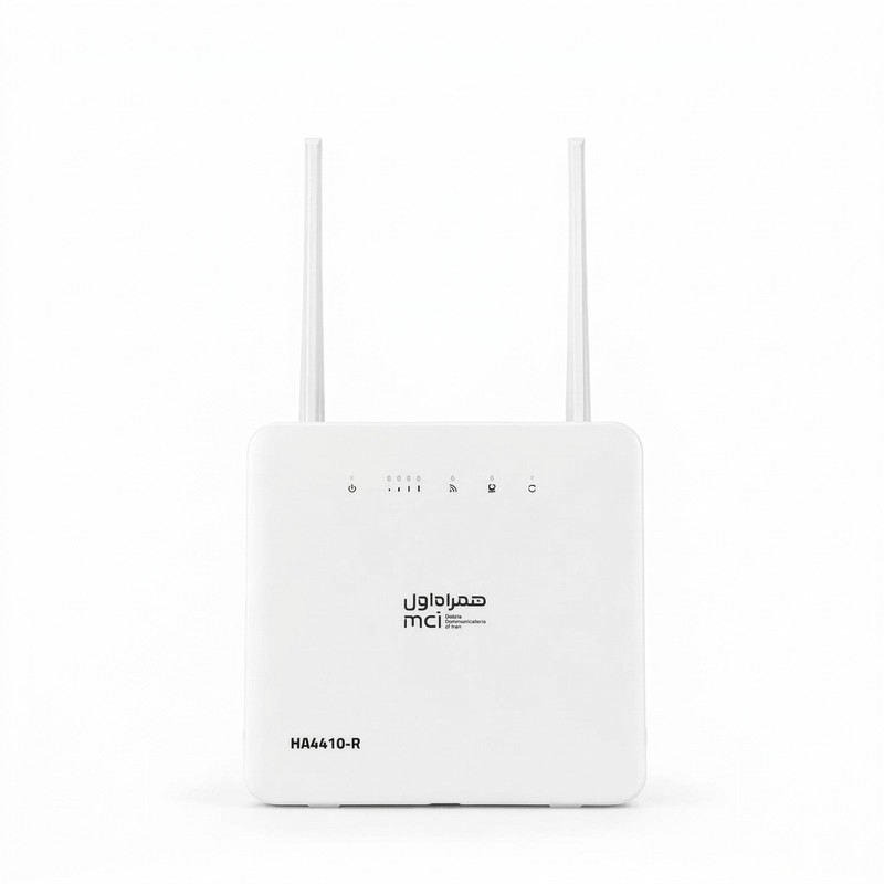 مودم 4G LTE خانگی همراه اول مدل HA4410-R با 2 آنتن، پشتیبانی از 32 کاربر و درگاه RJ-45 WAN/LAN