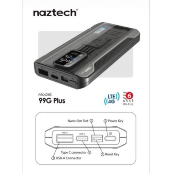 مودم 4G قابل حمل نزتک مدل 99G Plus با آنتن داخلی، درگاه USB Type-C، باتری 10000 میلیآمپری و پشتیبانی از 10 کاربر