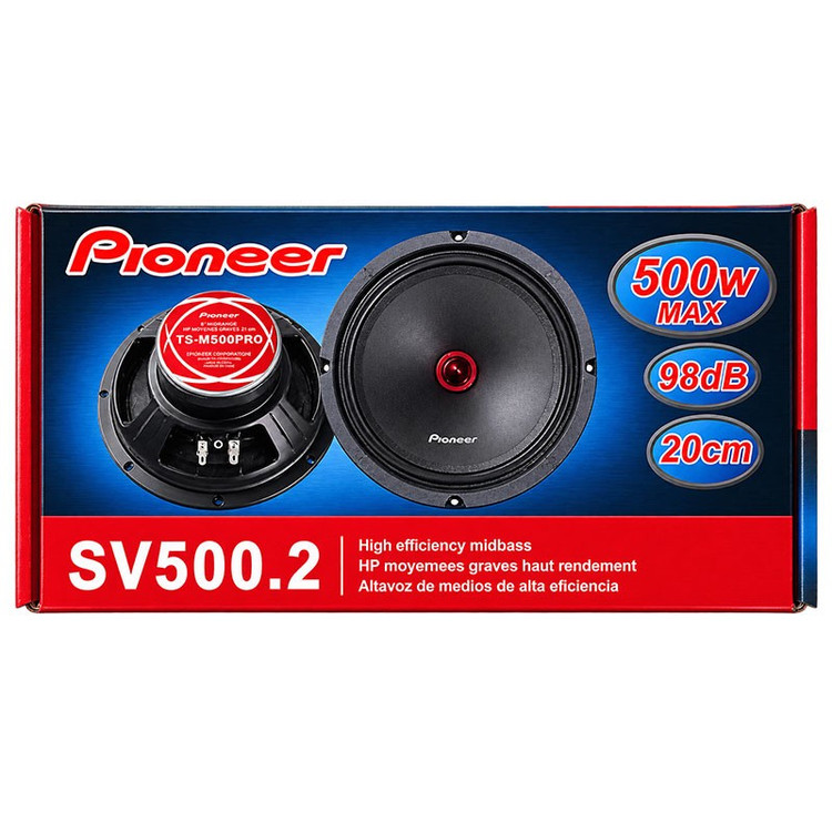 بلندگو میدرنج عقب و جلو خودرو پایونیر مدل SV500.2 سایز 8 اینچ بسته 2 عددی