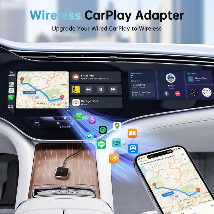 کارپلی و اندروید اتو مدلwireless Carplay/Android Auto به همراه مبدل USB به Type-C