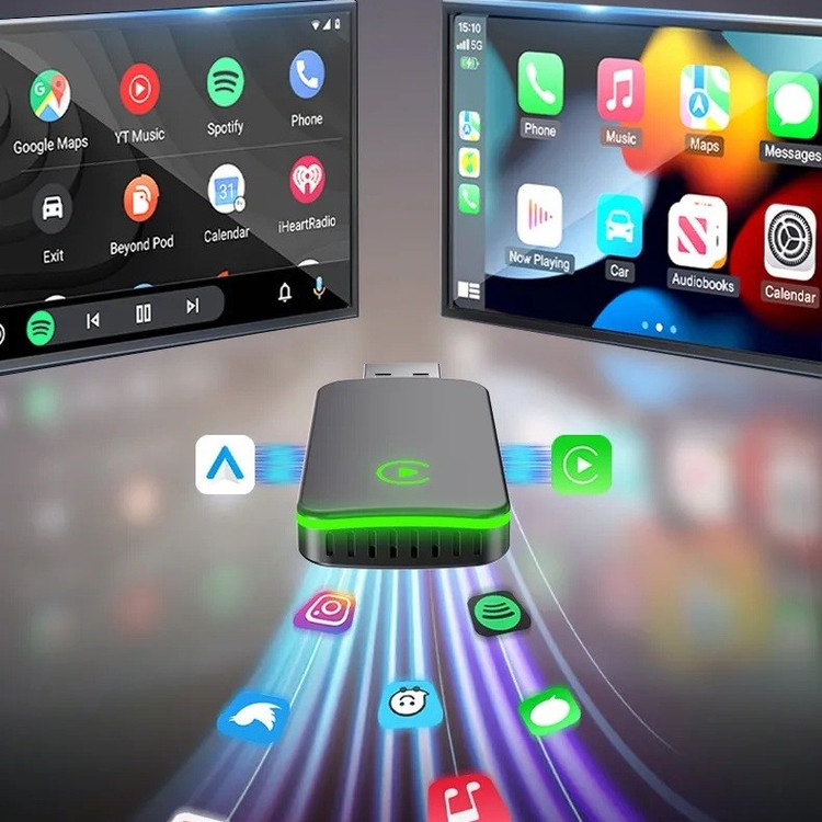 کارپلی و اندروید اتو مدل CP/AA M10 2in1 Carplay/Android Auto به همراه مبدل USB به USB-C