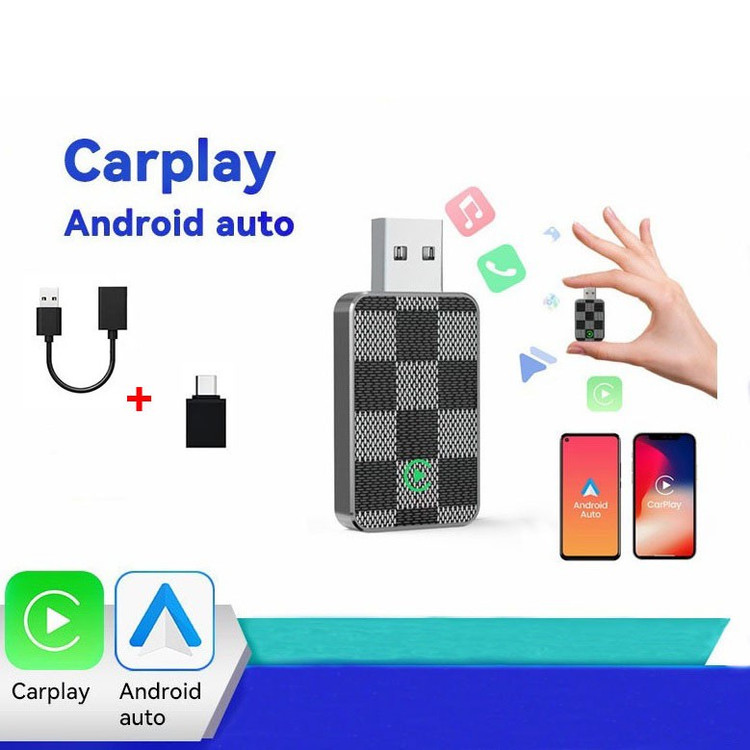 کارپلی و اندروید اتو مدل Wireless CarPlay/Android Auto به همراه مبدل USB به USB-C و کابل افزایش طول USB