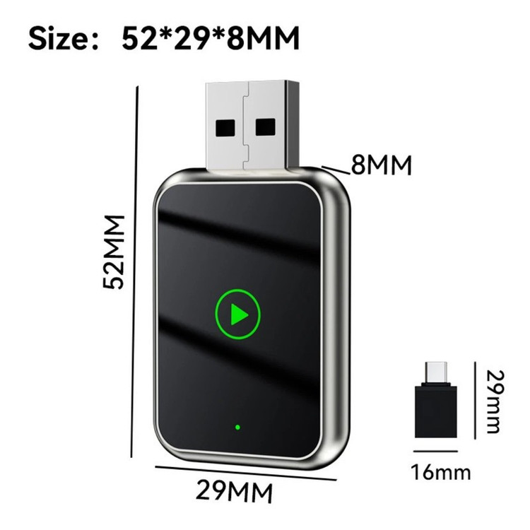 کارپلی و اندروید اتو مدل Wireless CarPlay/Android Auto Q1J به همراه مبدل USB به USB-C