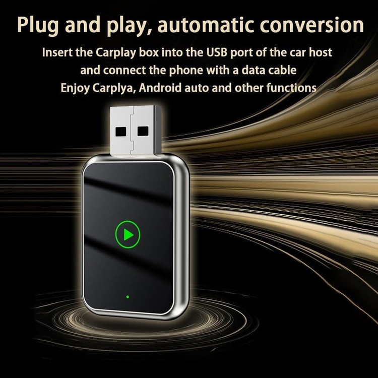 کارپلی و اندروید اتو مدل Wireless CarPlay/Android Auto Q1J به همراه مبدل USB به USB-C