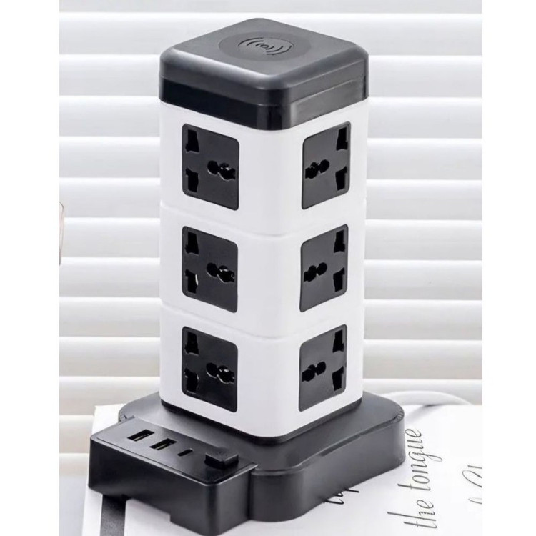 چندراهی برق ایستاده هوشمند ۲۵۰۰ وات مدل Intelligent Vertical Socketبرج با شارژر USB و وایرلس