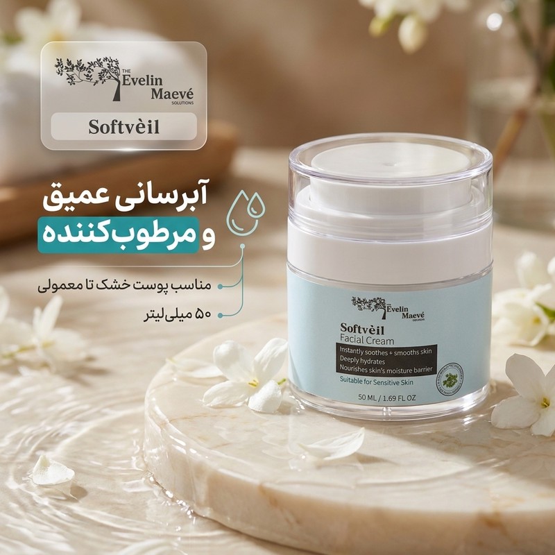 کرم تقویت کننده و آبرسان صورت راهکارهای اولین میو مدل سافتویل مناسب برای انواع پوست حجم 50 میلی لیتر