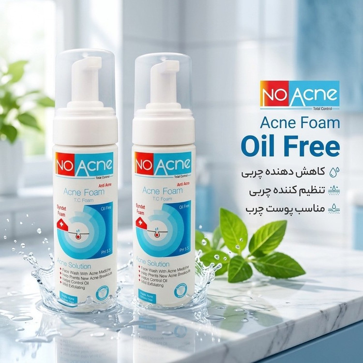 فوم شستشوصورت نواکنه مدل Solution مناسب پوست چرب حجم 150 میلی لیتر بسته 2 عددی
