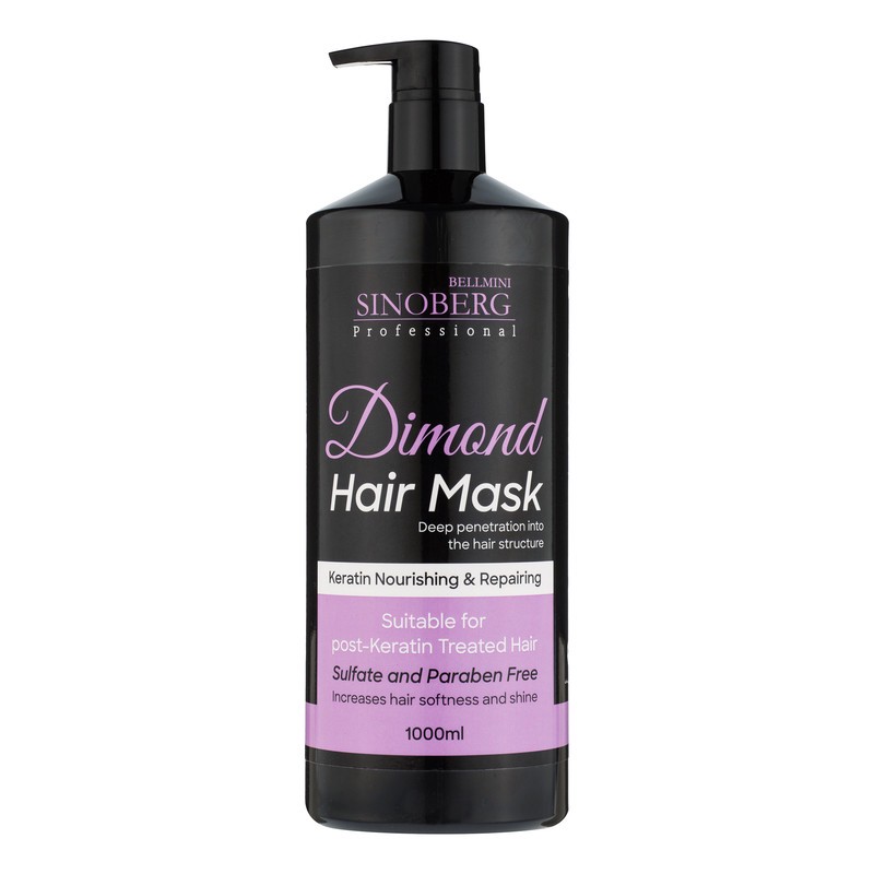 ماسک تقویت کننده مو سینوبرگ مدل Diamond مناسب برای موهای کراتین شده و رنگ شده حجم 1000 میلی لیتر