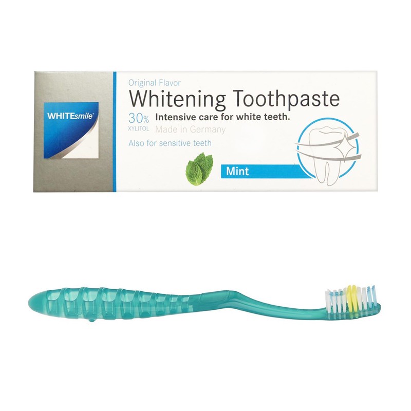 پک خمیر دندان وایت اسمایل مدل Whitening حجم 75میلی لیتر به همراه مسواک تریزا مدل Matrix Protection