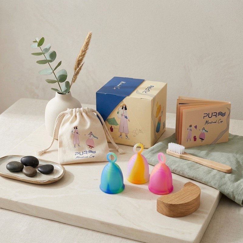 کاپ قاعدگی پیور مدل حلقه ای سایز 1 به همراه لیوان نگهدارنده
