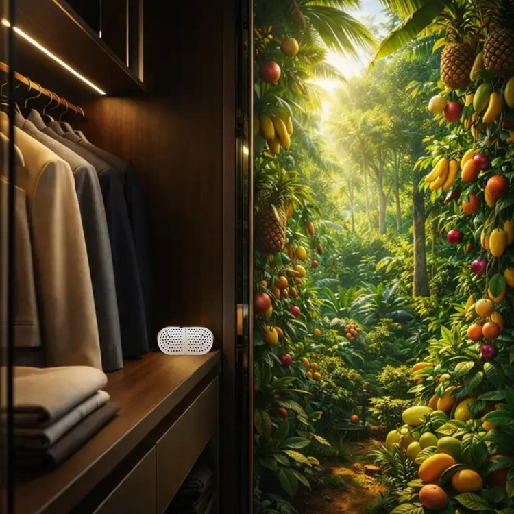 بوگیر و خوشبوکننده کمد لباس کوال ایکس مدل CLOSET TRIPLE ECOSYSTEM رایحه تروپیکال میوه های استوایی حجم 450 میلی لیتر ب...