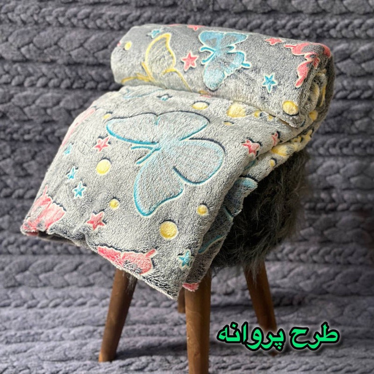پتو مسافرتی 2 نفر ویراگیتا مدل شبنما پروانه سایز 220x200 سانتیمتر