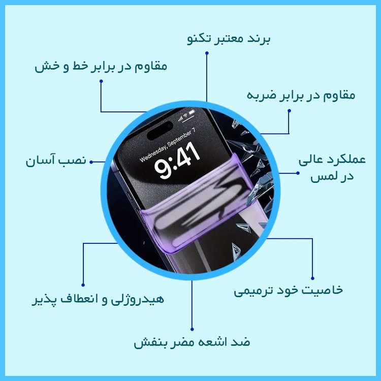محافظ صفحه نمایش فیلتر بنفش تکنو مدل Eye Care مناسب برای گوشی موبایل اچ ام دی Pulse Plus