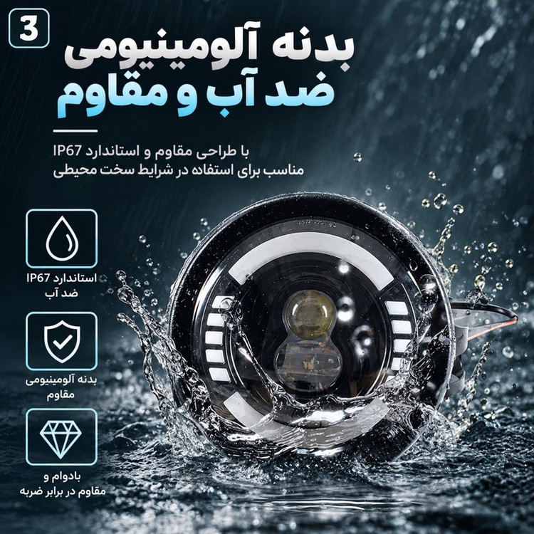 چراغ جلو موتور سیکلت دیلایت و راهنما دار مدل LED LENS