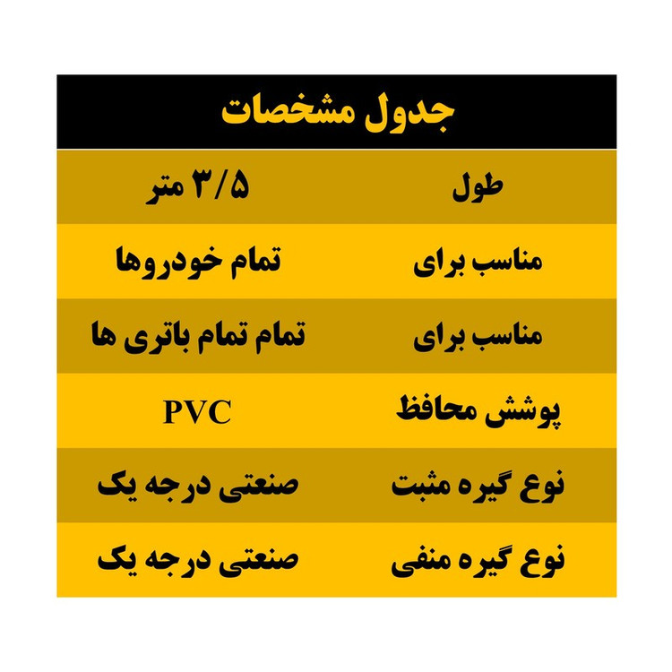 کابل اتصال باتری به باتری موتورسیکلت مدل Fire 1100A-3.5m مجموعه دو عددی