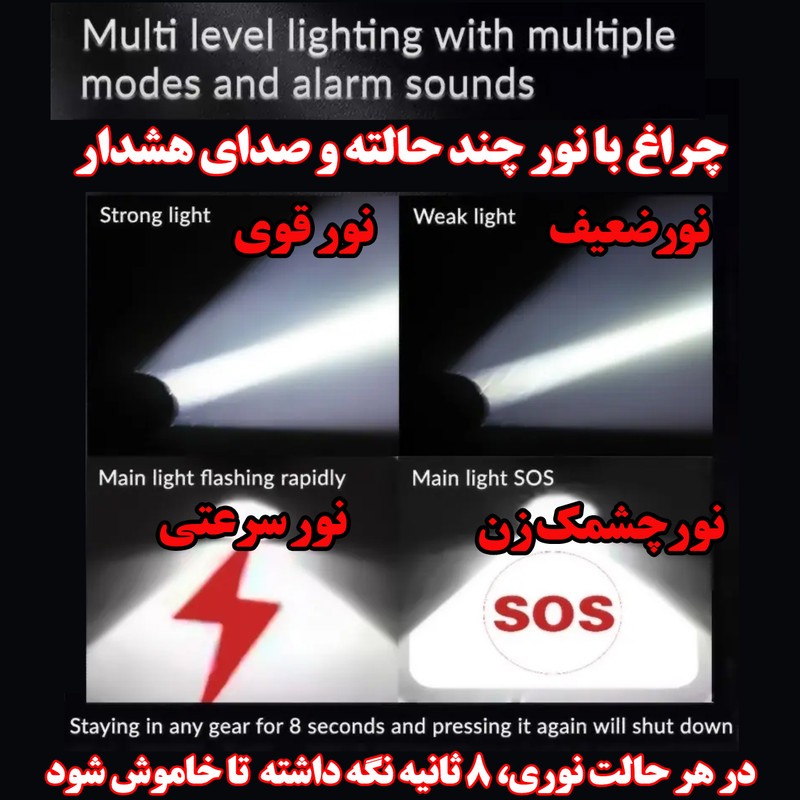 چراغ قوه دستی مدل زنگ دار با نور مهتابی