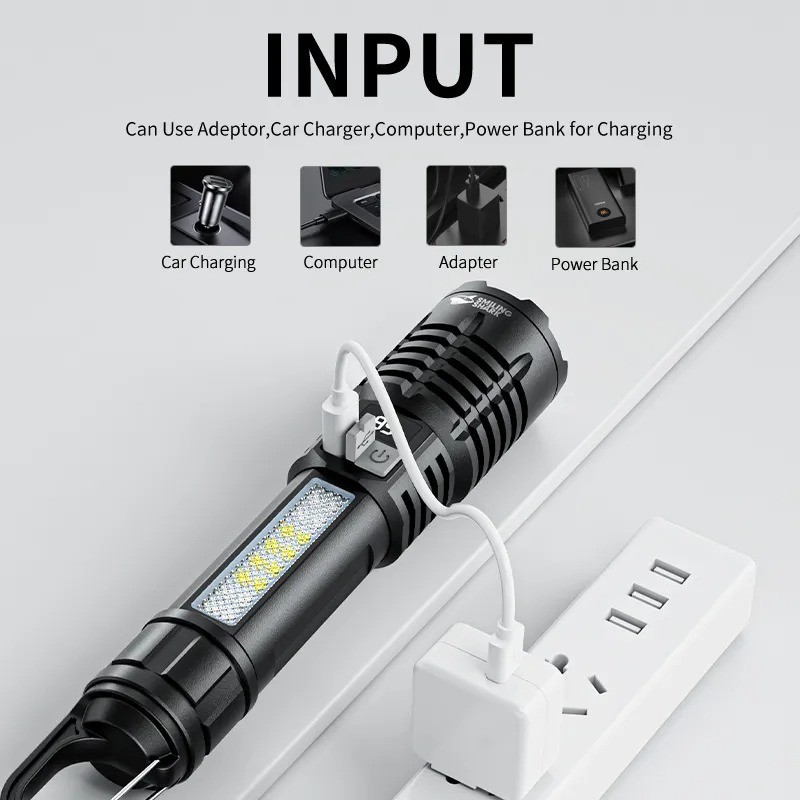 چراغ قوه دستی اسمایلینگ شارک مدل شارژی کد SD-5244 با نور چند رنگ