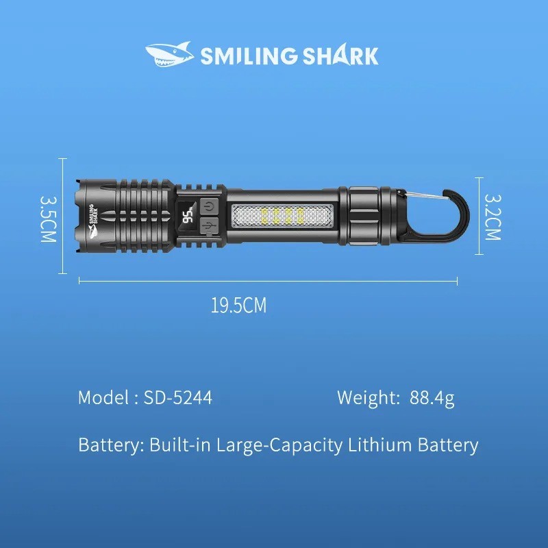 چراغ قوه دستی اسمایلینگ شارک مدل شارژی کد SD-5244 با نور چند رنگ