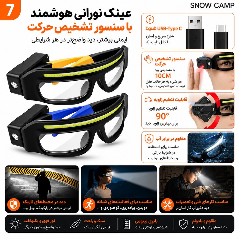 عینک ایمنی اسنو کمپ مدل سنسور دار
