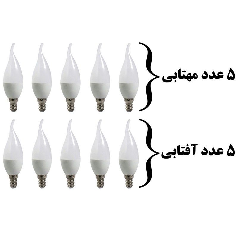 لامپ ال ای دی 6 وات پارس نوین مدل شمعی اشکی پایه E14 کد 2 مجموعه 10 عددی