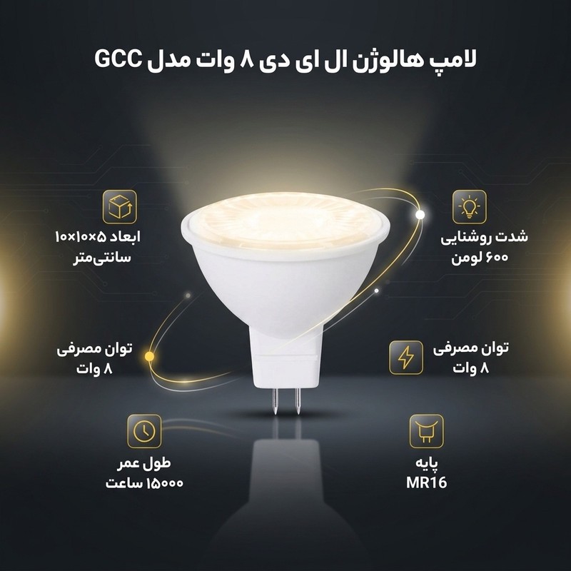 لامپ هالوژن ال ای دی 8 وات مدل GCC پایه سوزنی بسته 10 عددی