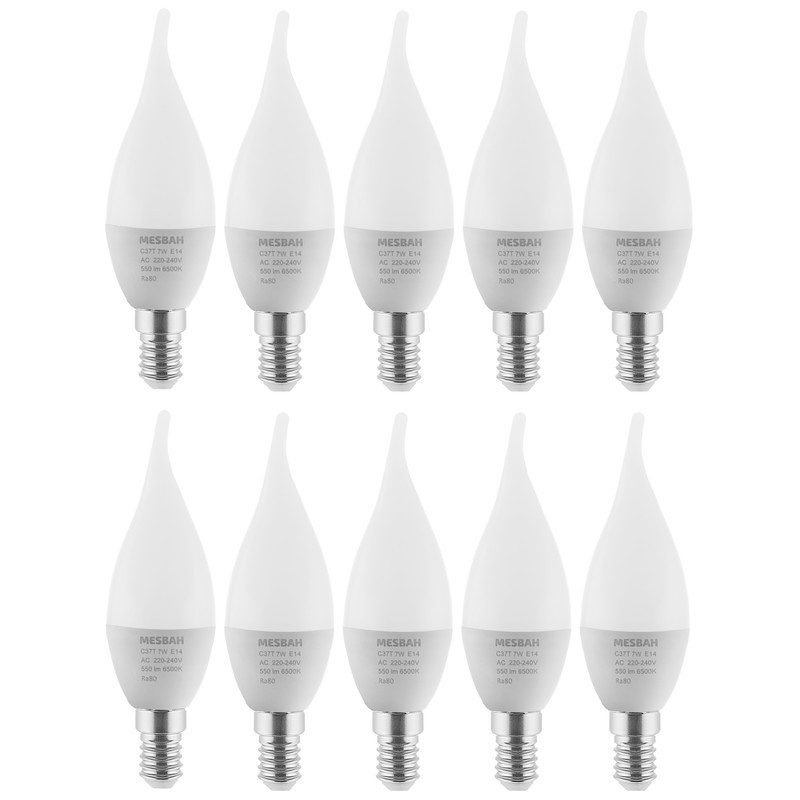 لامپ ال ای دی 7 وات مصباح مدل اشکی کد C37T-7W پایه E14 بسته 10 عددی