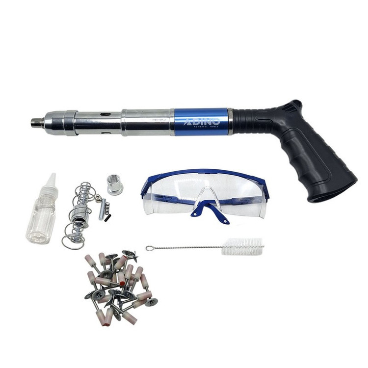 میخ کوب صنعتی دینو مدل Powerful tool سایز 20- 50 میلی متر به همراه 20 عدد میخ چاشنی مجموعه 30 عددی