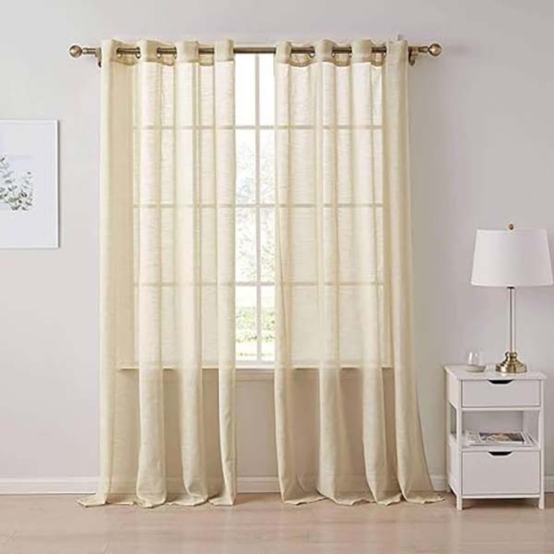 پرده طرح پانچ مدل حریر بافت دار سایز 140200 سانتی متر مجموعه 2 عددی