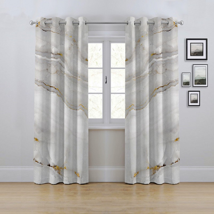 پرده مدل پانچی طرح ماربل سایز 280x145 سانتی متر