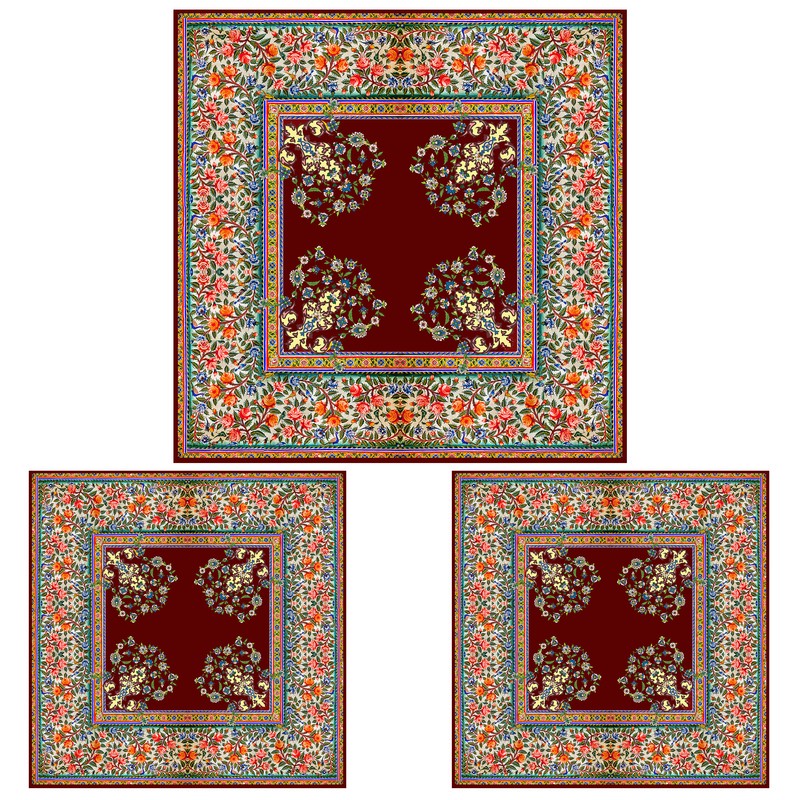ست رومیزی سه تکه طرح گل ریز کد 9987.3