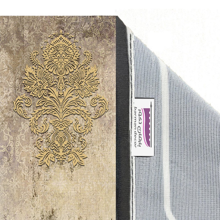 پرده بارمان دکور طرح پتینه مدل مخمل پانچی کد 1008LR W سایز 140x280 سانتی متر
