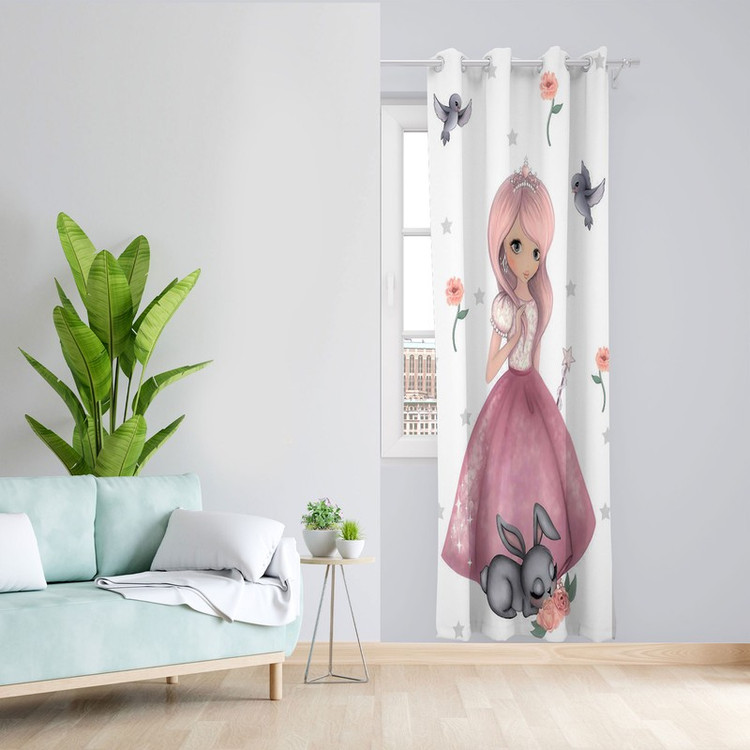 پرده مدل اتاق کودک مخمل پانچی طرح دخترانه کد 4700 سایز 140x280 سانتی متر