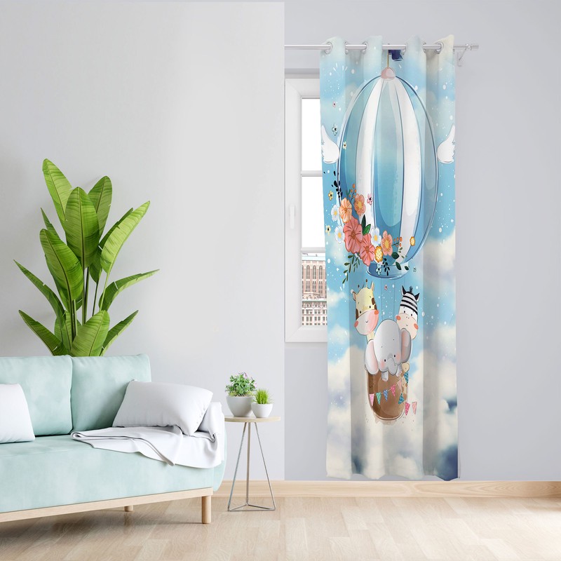 پرده مدل اتاق کودک مخمل پانچی طرح بچه فیل کد 4545 سایز 140x280 سانتی متر