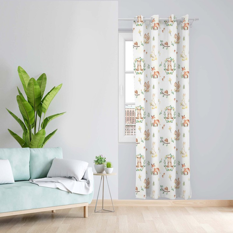 پرده طرح کودک روباه مدل مخمل پانچی کد 5602 z سایز 140x200 سانتی متر