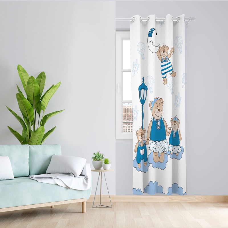 پرده مدل اتاق کودک مخمل پانچی طرح پسرانه کد 4285 سایز 140x280 سانتی متر