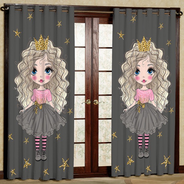 پرده کودک چاپی هازان مدل دختر پانچی کد 13 سایز 140x200 سانتی متر