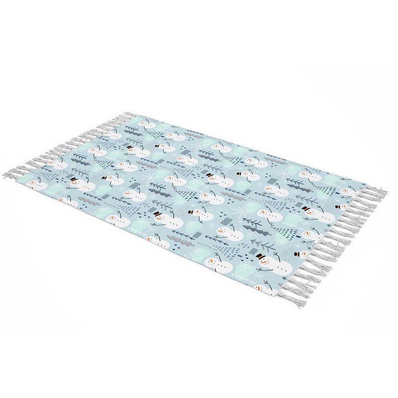 شال مبل طرح آدم برفی کد Q2SH1074 سایز 98x180 سانتی متر