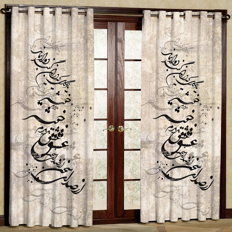 پرده مدل مخمل پانچی طرح نستعلیق کد 1036 سایز 200x140 سانتی متر