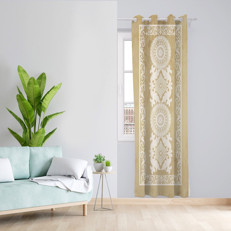 پرده طرح سنتی مدل مخمل پانچی کد 1837 سایز 140x280 سانتی متر