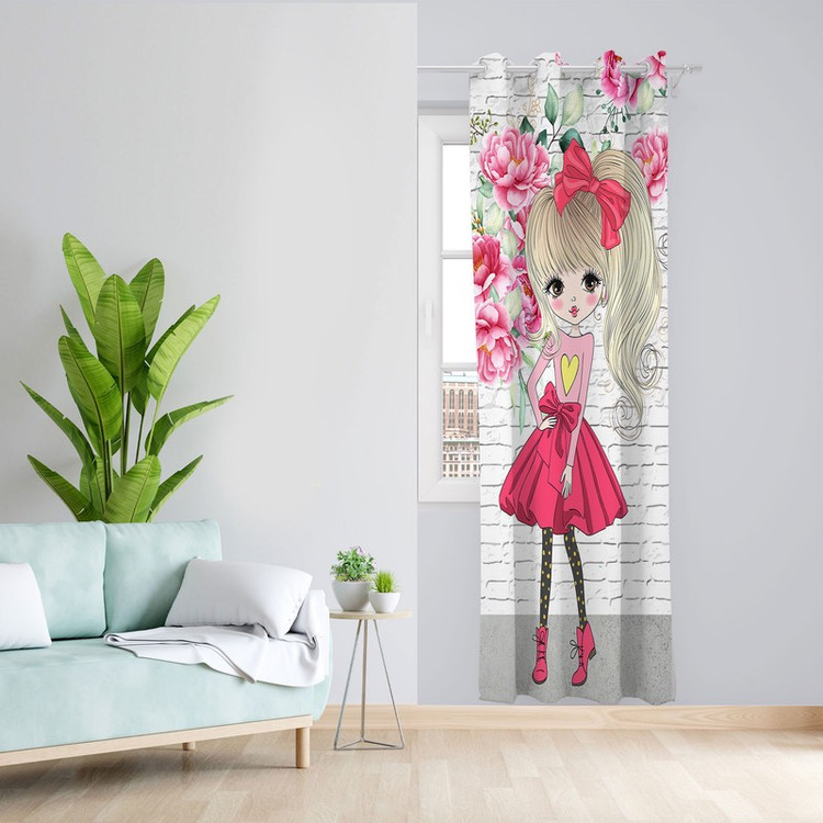 پرده مدل دخترانه مخمل پانچی کد 4737 سایز 140x200 سانتی متر