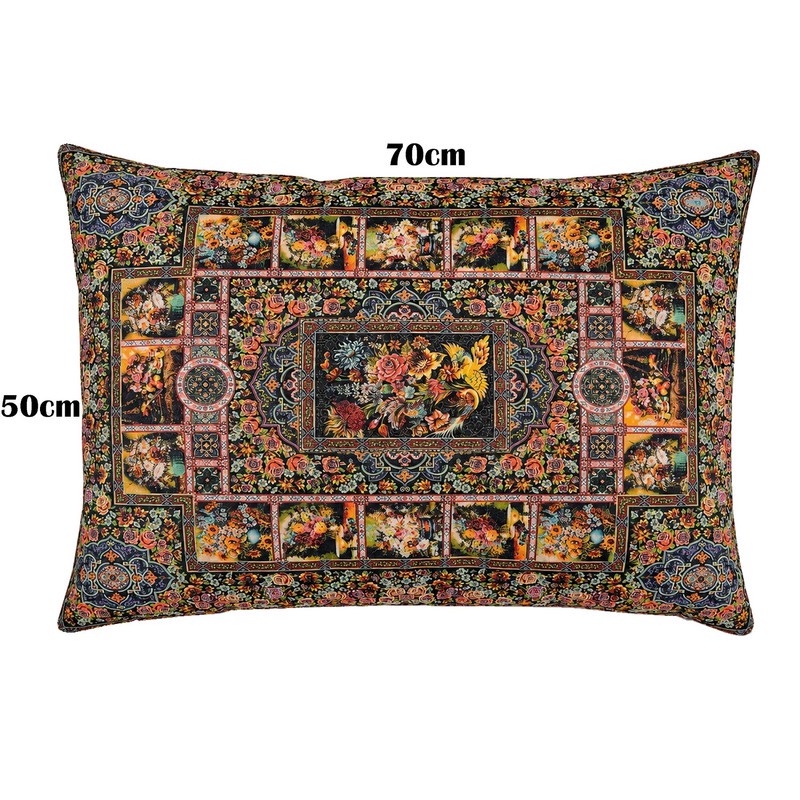 روبالشی مدل مخمل پورشه طرح کتیبه گل کد ROB-0057 سایز 7050 سانتی متر بسته دو عددی
