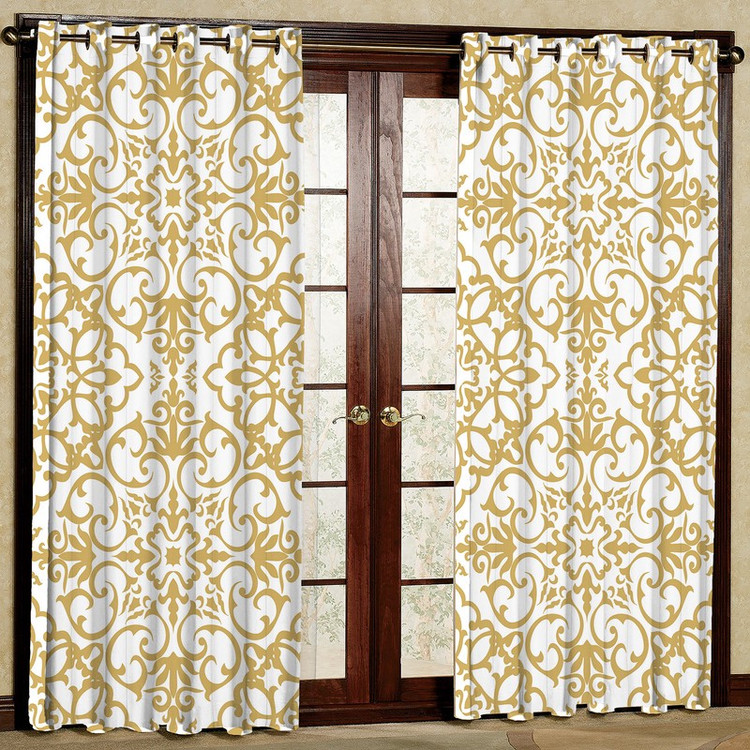 پرده بارمان دکور طرح مدرن طلایی مدل مخمل پانچی کد 1901 W سایز 140x280 سانتی متر