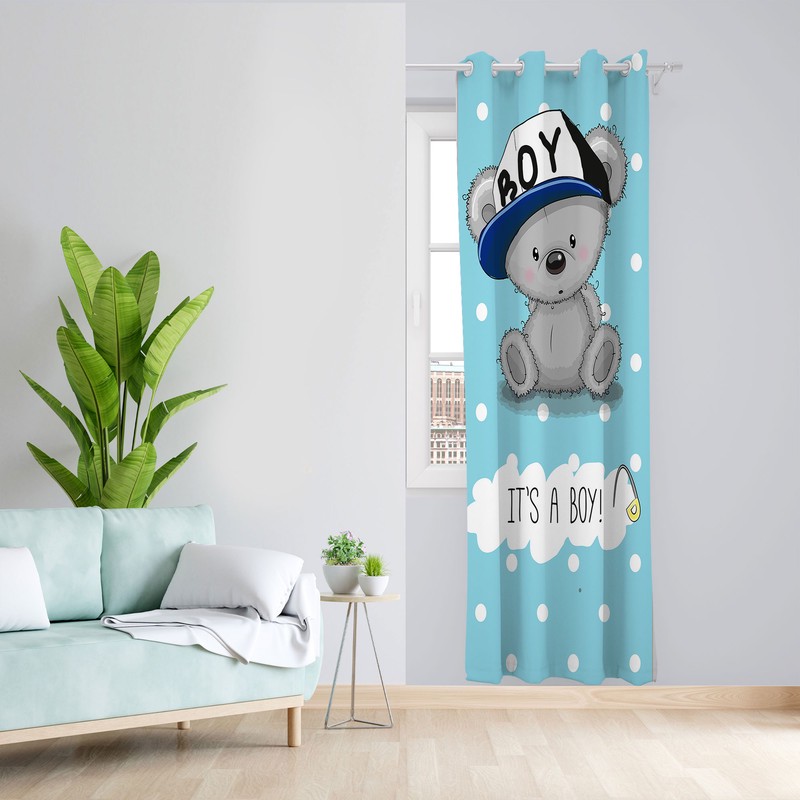 پرده مدل اتاق کودک مخمل پانچی طرح پسرانه کد 4752 سایز 140x280 سانتی متر